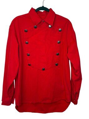 VTG Scully Mens Red Western Bib Shirt Popover Size M Concho Cowboy Calvary Rodeo